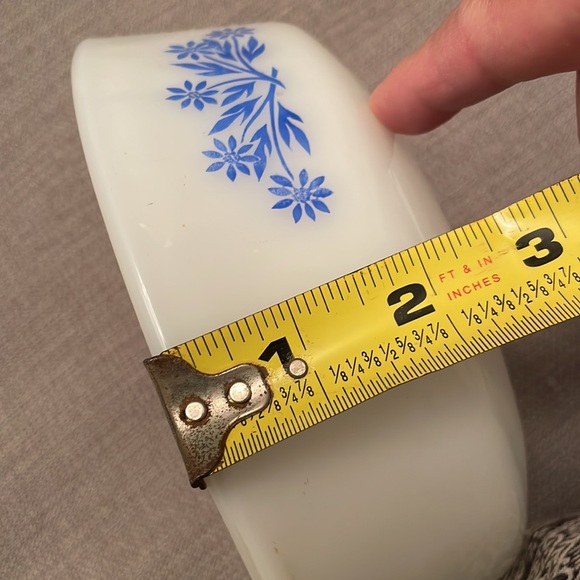 Vintage Fire King Blue Corn Floral Casserole Dish 1 Quart Milk Glass 50’s Era - Picture 9 of 11